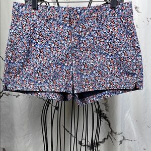 GAP Outlet Micro Floral Shorts Cotton Blend Lightweight Flat Front Hip Pockets